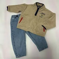 Klädskap フリースプルオーバー・デニムパンツ　セットアップ　100cm