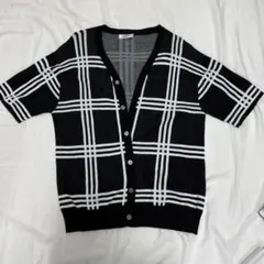Otte.seoul チェック柄 カーディガン 半袖