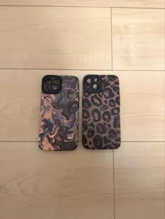 iPhone13用ケース 2点セット マーブル ヒョウ柄 SHEIN