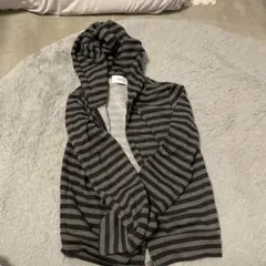 Unblend グレー ストライプ フードパーカー