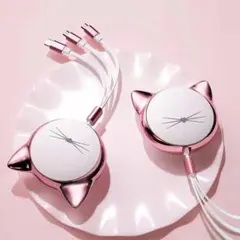 v新品送料無料）充電ケーブル3本データケーブル高速充電自動格納式USBコネクタ