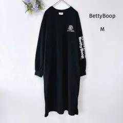 BettyBoop 薄手スウェットワンピース ベティちゃん刺繍 ロゴプリント M