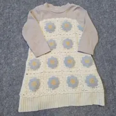 petit main 花柄ニットワンピース 80