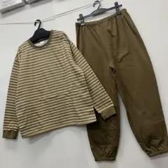 新品★メンズ★LLサイズ★裏起毛 縞柄スエット上下セット キャメル 6401