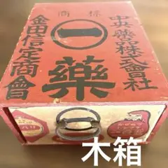 昭和レトロ ダルマ　置き薬箱 木箱 当時物 常備薬箱 古道具 アンティーク