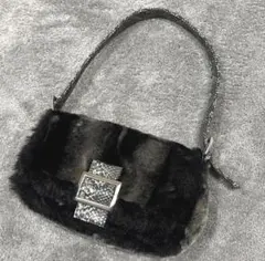 00s archive y2k fur bag python shoulder