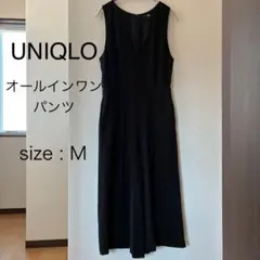 UNIQLO Vネックサロペット オールインワンパンツ Mサイズ ブラック