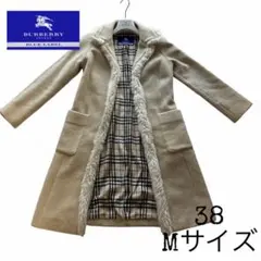 希少 Burberry ノバチェック Blue label コート ファー付 M