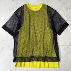ドリスヴァンノッテン メッシュレイヤード トップス ブラック イエロー Sサイズのサムネイル