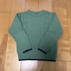 BEAMS mini グリーン ケーブル編み ニットセーター