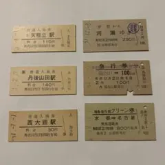 国鉄 JR 切符 乗車券 入場券 昭和レトロ 廃品 硬券 6枚セットのサムネイル