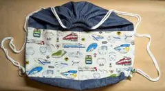 電車デザインの子ども用ナップサック