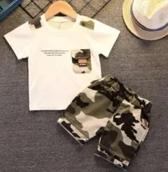 白　キッズ　セットアップ　男の子　夏服　上下セット　Ｔシャツ　パンツ　ベビー