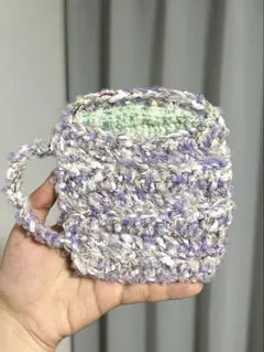 【ハンドメイド】コップ型の可愛い手編みコースター 鍋敷き パープルのサムネイル