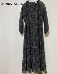 &. NOSTALGIA 美品　マキシ花柄ワンピース　M シースルー袖