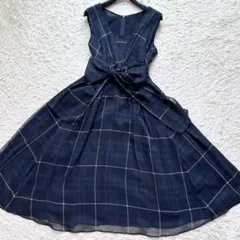極美品✨️BURBERRY ノバチェック リボン Aライン ロング ワンピースのサムネイル