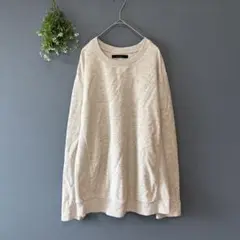 ジョンブル［L］上品カジュアル◎ワンポイント刺繍◎ハニカムクルーネックスウェット