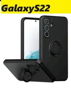 GalaxyS22　リングホルダー付き　黒　Galaxyケースのサムネイル
