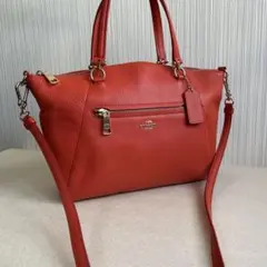 COACH 2way ショルダーバッグ　レザーバッグ　レッド系のサムネイル