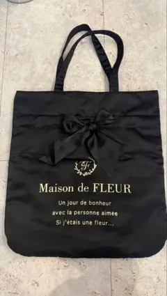Maison de FLEUR リボン付きトートバッグ ブラック