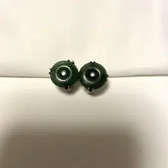 深緑色 天然石 帯留 ハンドメイド アンティーク