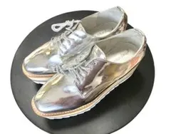 【美品】Jeffrey Campbell 厚底レースアップシューズ 銀色24cmのサムネイル