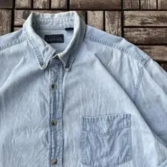 90s Basic EDITIONS デニム シャンブレー 薄手 シャツ M