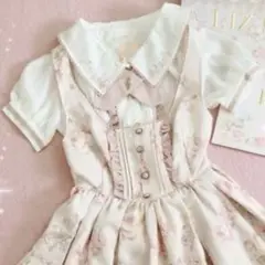 LIZ LISA 鍵盤ブラウス 刺繍 音符 パフスリーブセーラー襟 シフォン