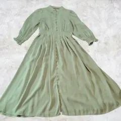 トッコクローゼット　パステルグリーン　フロントボタンデザイン　ワンピース