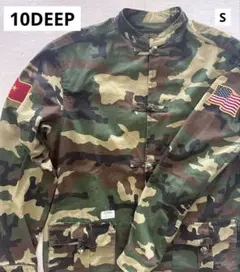 10DEEP マオカラーカンフーシャツミリタリージャケット 迷彩リップストップS