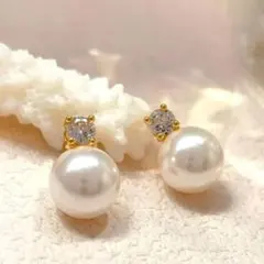 ピアス k18コーティング パール ダイヤモンド cz ゴールド 上品 高品質