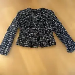 ANAYI ノーカラージャケット 36 ブラック・ホワイト