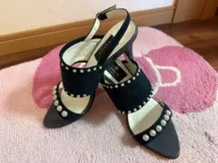 LANVIN 紺色スエード レディースハイヒールサンダル美品オシャレのサムネイル