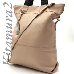 キタムラ 2way トートバッグ ショルダー紐 レザー シボ革 イタリア製