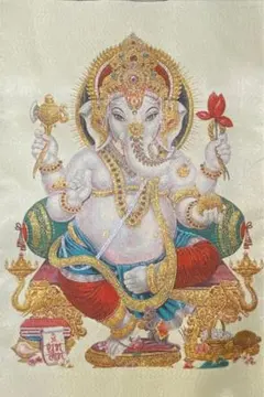 チベット　タンカ　ガネーシャ様　ゴールド　開運　A2サイズ　40✖️60センチ