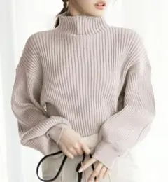 GRL グレイル ボリュームスリーブボトルネックニットトップス　オフベージュ