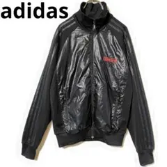 00s y2k アディダス　ナイロン切り替えハイネックジャージ　ブラック