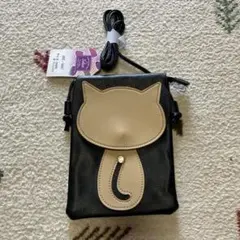 【新品タグ付き】猫柄ショルダーバッグ スマホポシェット