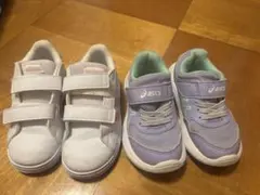 asics ベルクロ スニーカー 紫 白 アディダス　スニーカー　ピンク　白