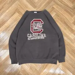 USA製90s フルーツオブザルーム カレッジプリントスウェット 墨黒 スミクロ