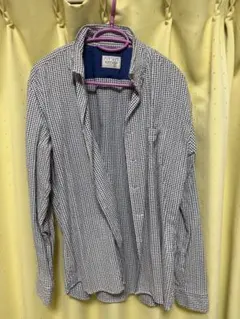 NICOLE CLUB FOR MEN 長袖シャツ ホワイトブルー柄　サイズ52