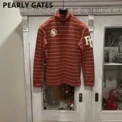 パーリーゲイツ 長袖シャツ 1 ブラウン系 ボーダー モックネック ゴルフ