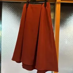 M-PREMIER 赤 フレアロングスカート 36