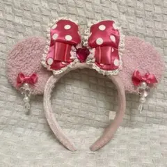 ディズニー　カチューシャ　ピンク　ミニー　イヤリング　リボン　ドット