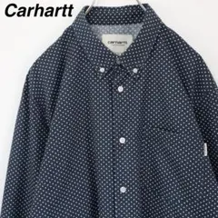 【ドット柄】カーハート WIP 総柄シャツ BDシャツ 水玉模様 XLサイズ 紺