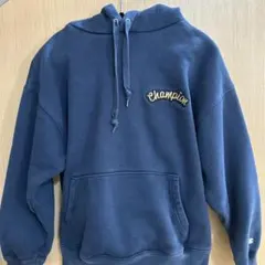Champion ネイビー フード付きパーカー M