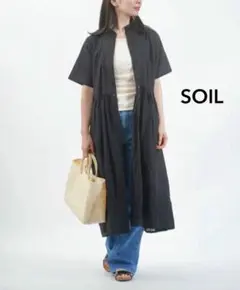 新品未使用　SOIL ソイル　バンドカラーロングワンピース　ブラック　黒のサムネイル