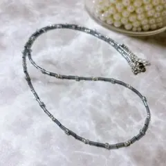 ロングネックレス 50cm クリアブラック シルバー SALE価格