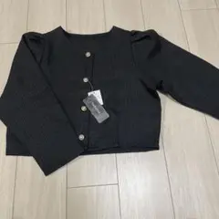 ノーカラークロップドジャケット ブラック L