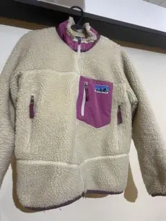patagonia ボアジャケット M クリーム/パープルピンク